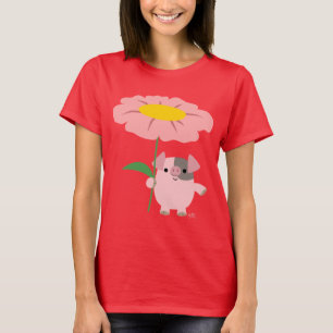 Camiseta Leitão bonito dos desenhos animados com o t-shirt