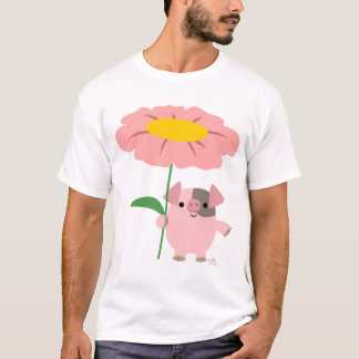 Camiseta Leitão com um t-shirt (cor-de-rosa) do adulto das