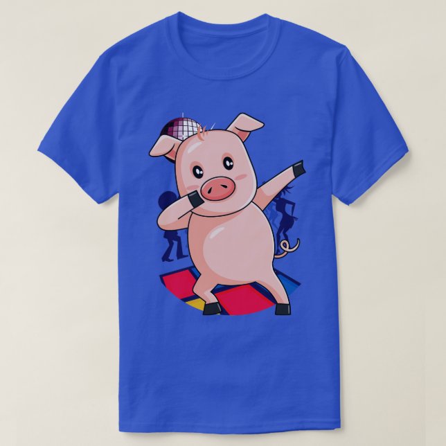 Camiseta Leitão-Rosa-Rosa Fazenda-Suíno Dabbing-Pig (3) (Frente do Design)