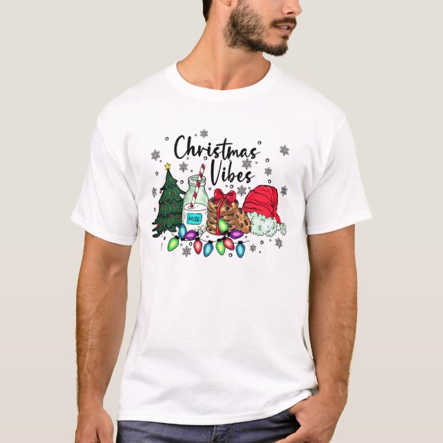 Camiseta Leite Cookies Xmas Árvore Natal Vibes T-Shirt (Frente)
