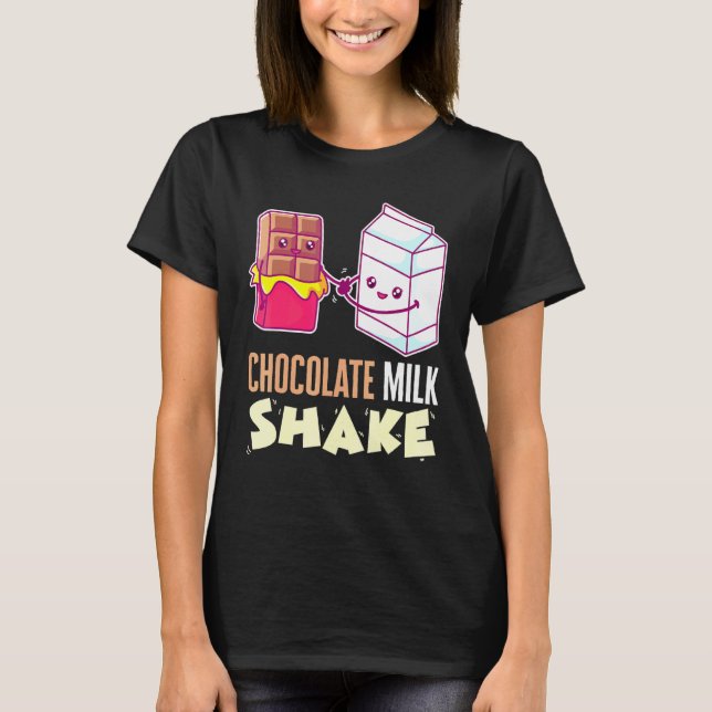 Camiseta Leite de Chocolate Agita Milkshake Dessert Dente D (Frente)