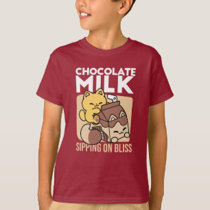 Camiseta Leite de Chocolate Bebendo Felicidade – Comida de