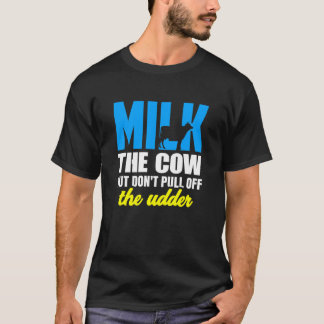 Camiseta Leite de cultivo, vaca, puxar para fora do leme L