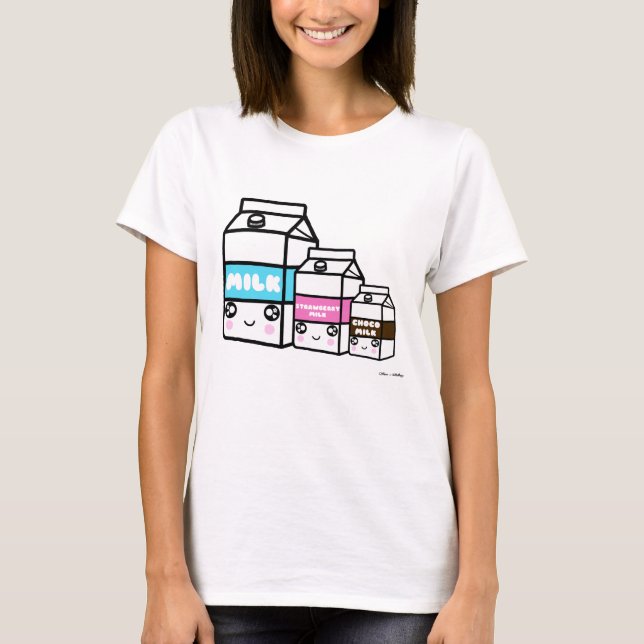 Camiseta Leite de Kawaii doce Trio Leite doce Japão Yum Foo (Frente)
