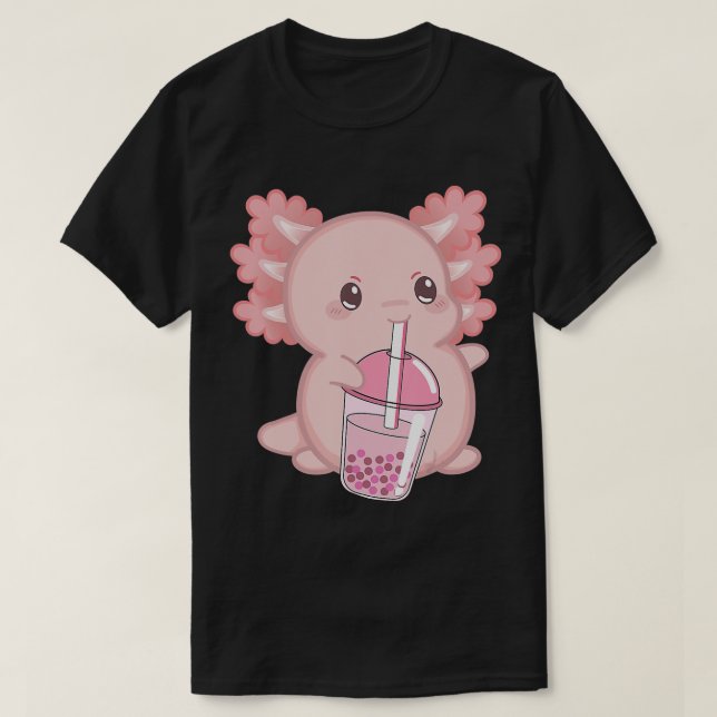 Camiseta Leite De Morango Cute Axolotl Japonês, Manguinheir (Frente do Design)