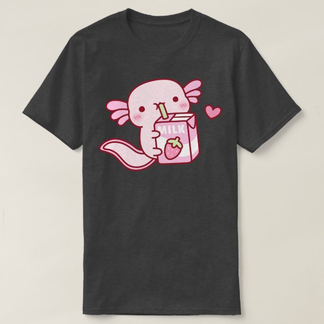Camiseta Leite de morango de Bebendo Axolotl (Frente do Design)