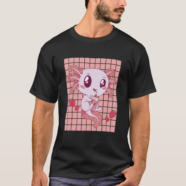 Camiseta Leite de morango de Bebendo Axolotl (Frente)