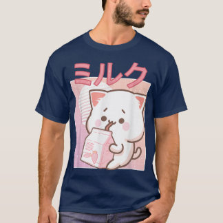 Camiseta Leite de Morango Kawaii Strawaii - 90s Bonito Retr