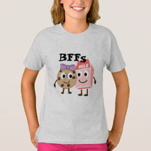 Camiseta Leite e biscoitos com chip de chocolate BFFS humor