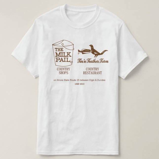 Camiseta Leite Pail - Fin'n Feather Fazenda, Dundee, Illino (Frente do Design)