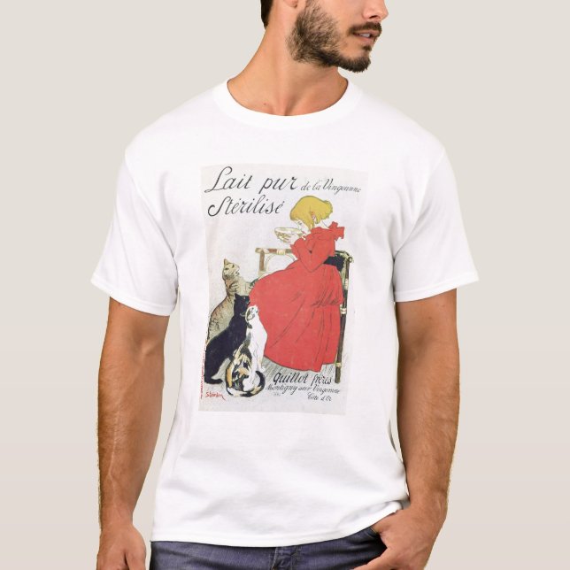 Camiseta Leite Sterilised puro da propaganda de poster (Frente)
