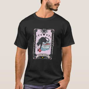 Camiseta Leitor Black Cat Tarot Card Librarian Book Rea