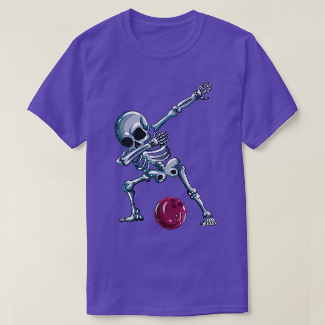 Camiseta Leitor de Boliche de esqueleto Dabbing Dab B (Frente do Design)