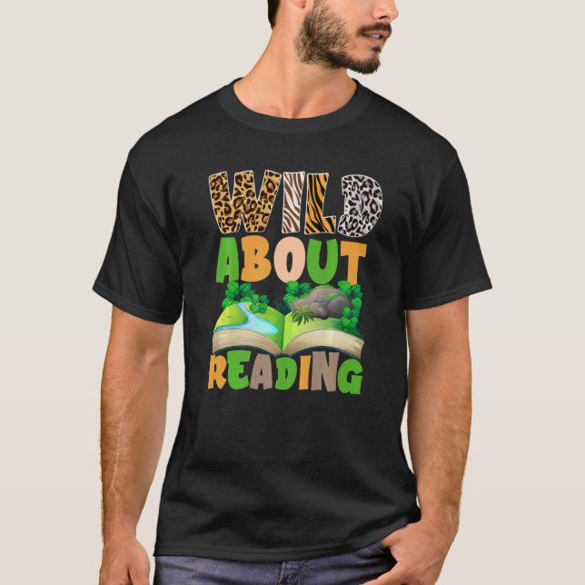 Camiseta Leitor De Livros Animais - Selvagem Sobre Leitura  (Frente)