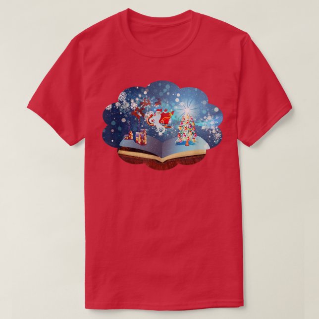 Camiseta Leitor de livros e fadas de Natal (Frente do Design)