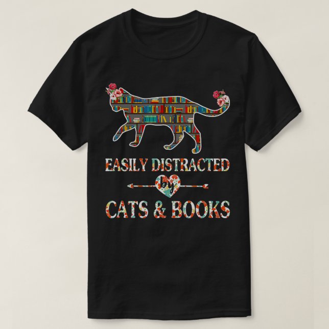 Camiseta Leitor de Lover do Livro Cat Lover facilmente dist (Frente do Design)