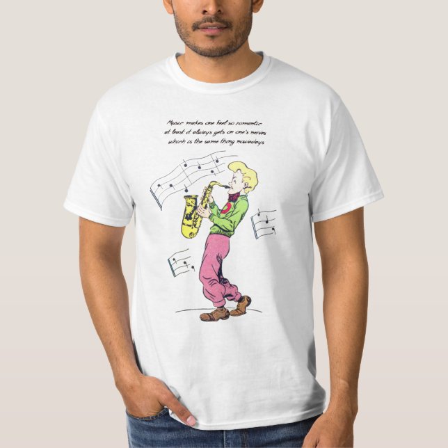 Camiseta Leitor de Música Saxofone cita arte em quadrinhos (Frente)