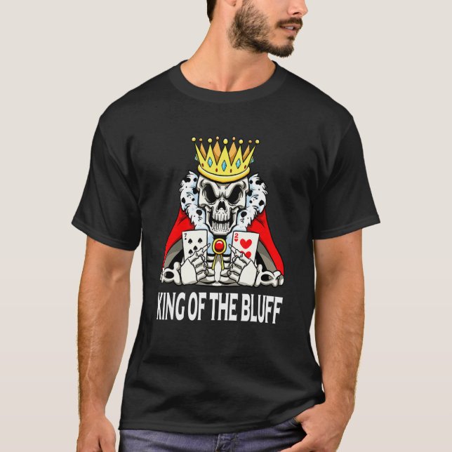 Camiseta Leitor De Poker Do Skeleton King Do Pokercards Blu (Frente)