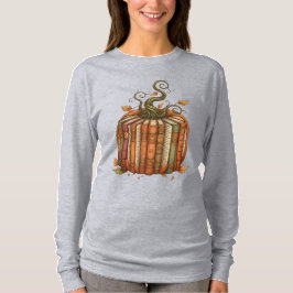 Camiseta Leitor de Pumpkin de Livro Único Autumn Long Sleev