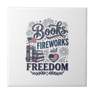 Camiseta Leitor Patriótico Livros Fogos de Artifíc