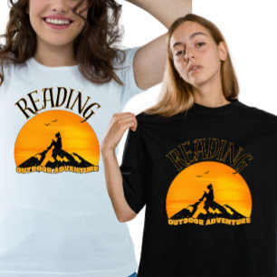 Camiseta Leitor Selvagem Legal Montanha do Pôr do Sol