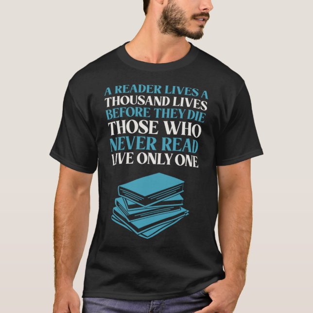 Camiseta Leitor vive mil vidas bibliófilo 1 (Frente)