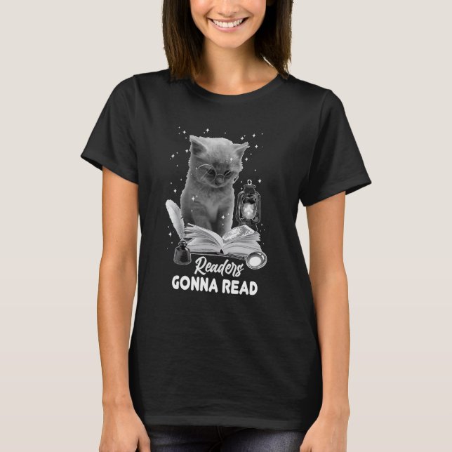 Camiseta Leitores do Livro em Lover Lerão Leitura de Gato d (Frente)