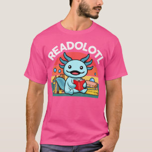 Camiseta Leitura Axolotl em branco Readolotl Azul Axolotl S
