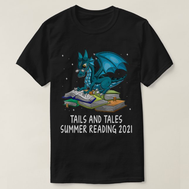 Camiseta Leitura Bibliotecária De 2021 De Tails E Histórias (Frente do Design)