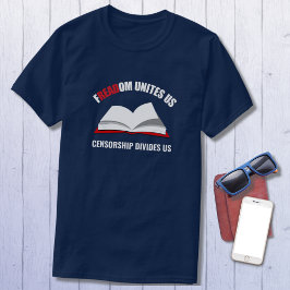 Camiseta Leitura da Liberdade Vermelho Branco Azul