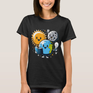 Camiseta Leitura da Terra Lua Sol Funny Total Solar Ecli