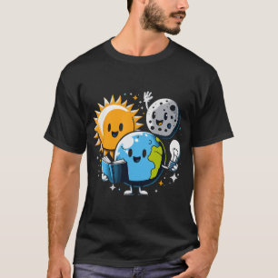 Camiseta Leitura da Terra Lua Sol Funny Total Solar Ecli
