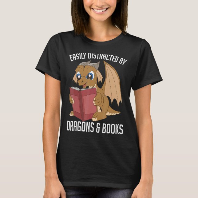 Camiseta Leitura De Animais Cute Facilmente Distraídos Pelo (Frente)