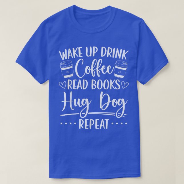 Camiseta Leitura de Bookworm de Café e Cães (Frente do Design)