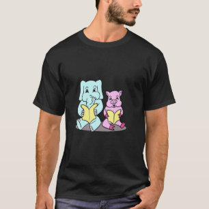 Camiseta Leitura De Elefante E Amigos De Porcos Adoravelmen