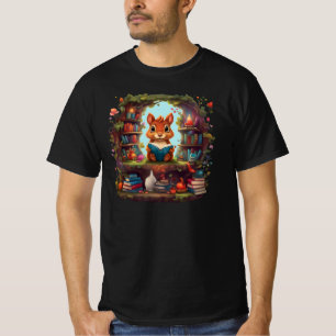 Camiseta Leitura De Esquilo Numa Estante De Vintage