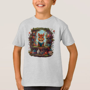 Camiseta Leitura De Esquilo Numa Estante De Vintage