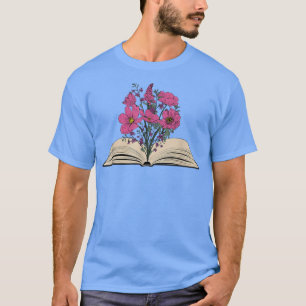 Camiseta Leitura de Flores de Livro Lendo Biblioteca de Cue
