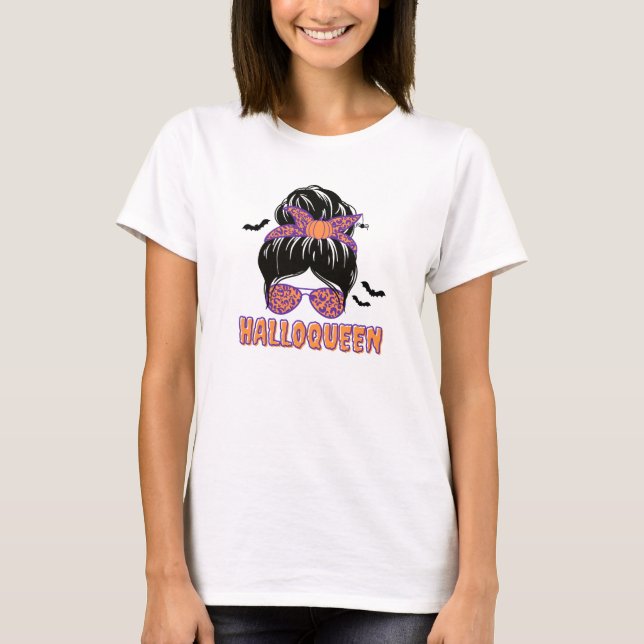 Camiseta Leitura de Impressão Animal Halloqueen Messy Bun (Frente)