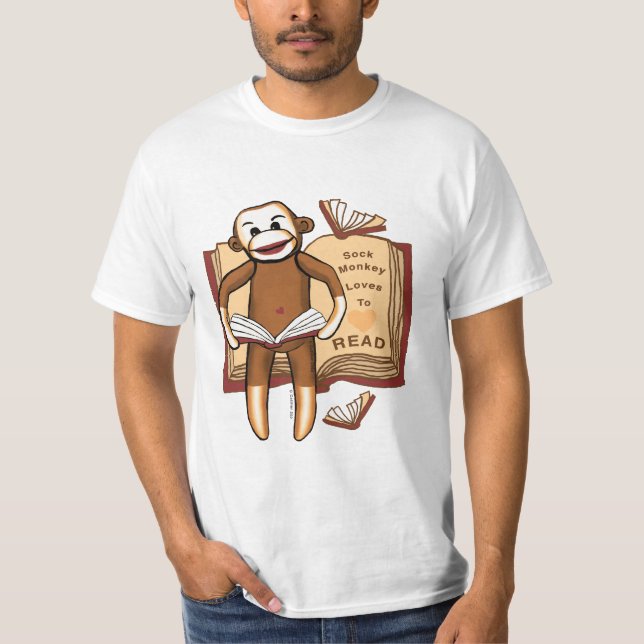 Camiseta Leitura de macaco em meia-meia (Frente)