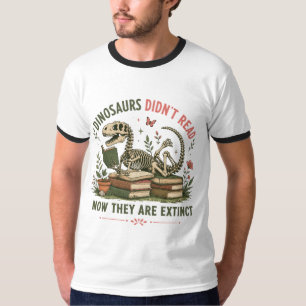 Camiseta Leitura Divertida Esqueleto de Dinossauro Humor Am