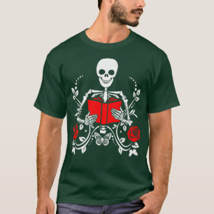 Camiseta Leitura do Bookworm Leitura do Esqueleto Halloween