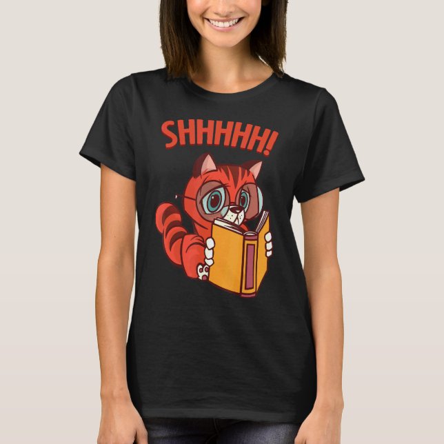Camiseta Leitura do Gato Professor Silence Avid Reader Book (Frente)