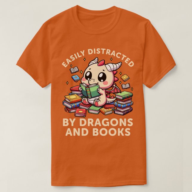 Camiseta Leitura Engraçada Livro do Dragão Vestido (Frente do Design)