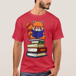 Camiseta Leitura Engraçado de Panda Vermelha1