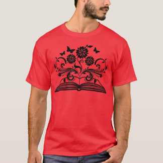 Camiseta Leitura, Livros, Mulheres Meninas, Flores Professo