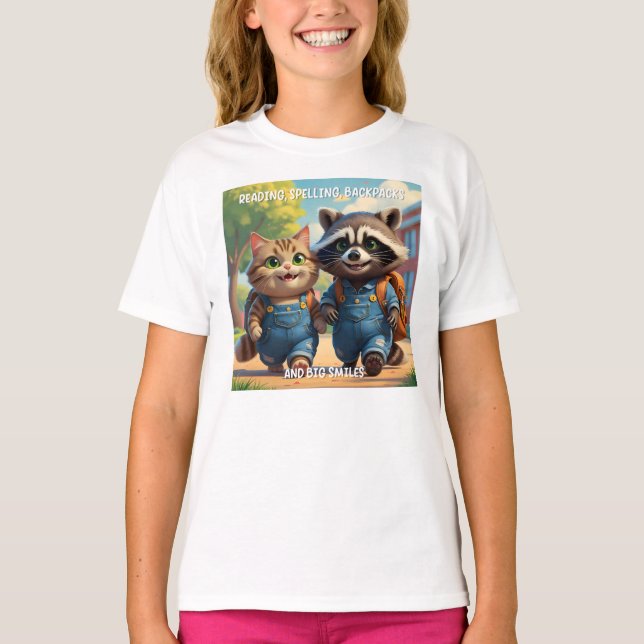 Camiseta Leitura, Ortografia, Mochilas e Sorrisos T-Shirt (Frente)