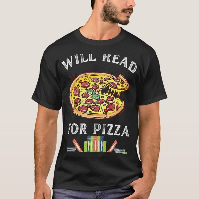 Camiseta Leitura Para Pizza 90s Crianças Leitura Programa R (Frente)