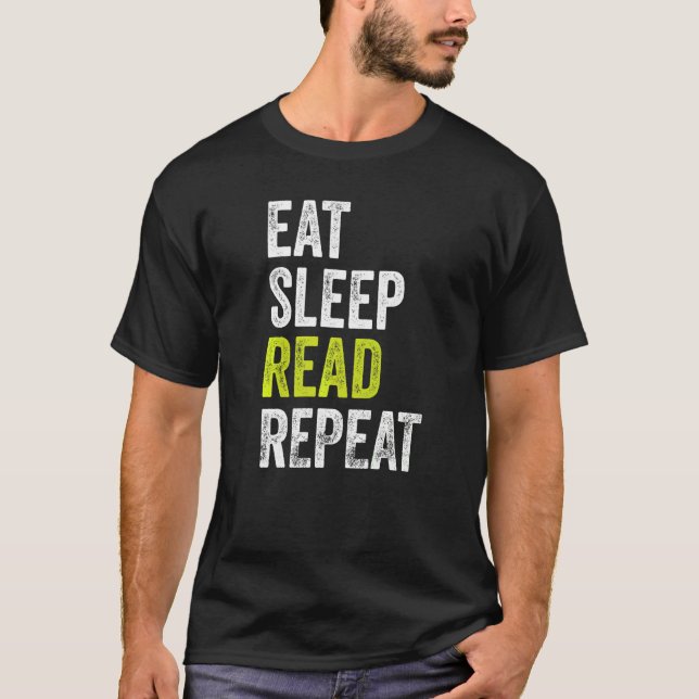 Camiseta Leitura Repetitiva de Leitura de Leitura de Sono (Frente)