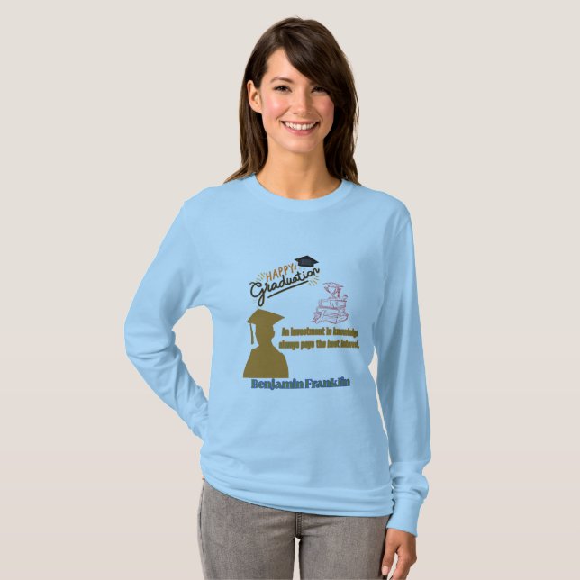 Camiseta Lema Benjamin Franklin azul claro (Frente Completa)